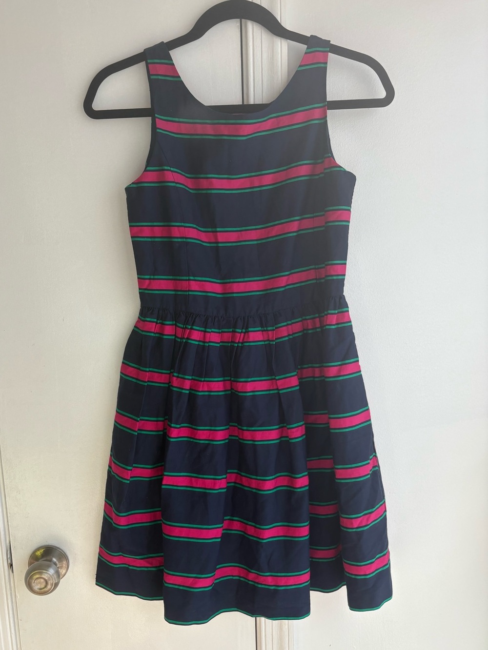 Polo Ralph Lauren Fit & Flare Navy Pink Stripes Size 16